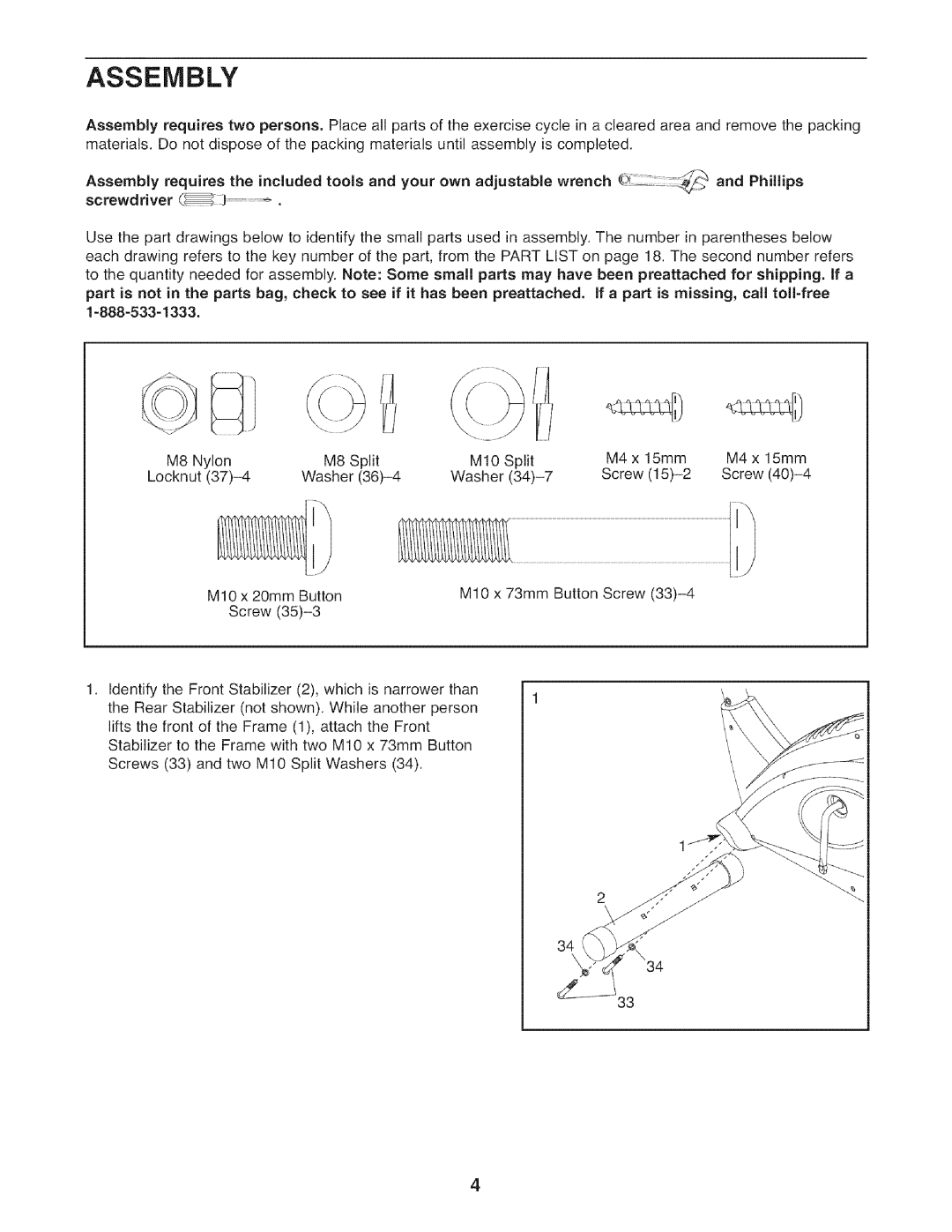 Sears 831.21641.1 user manual Assembly, Phillips 