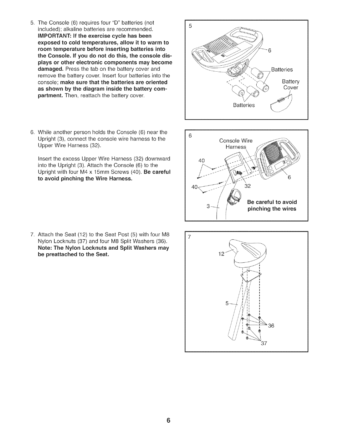 Sears 831.21641.1 user manual Pinching 