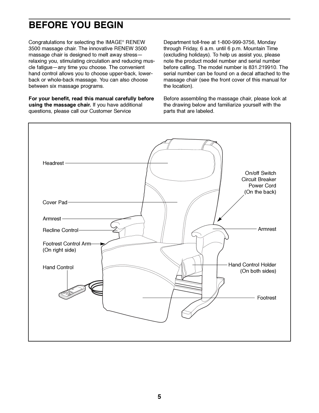 Sears 831.219910 manual Before YOU Begin 