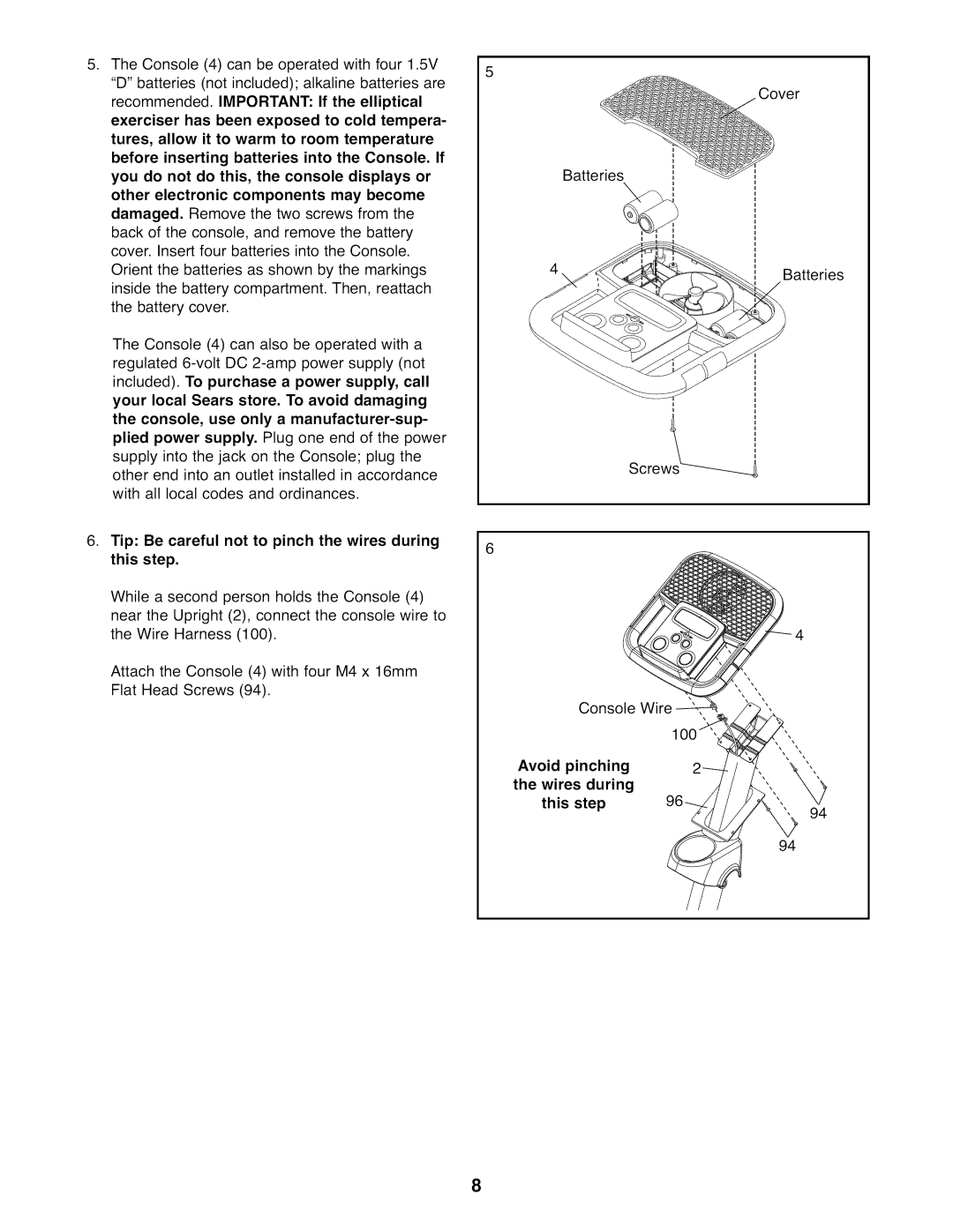 Sears 831.23744.1 user manual Tip Be careful not to pinch the wires during this step, Wires during 