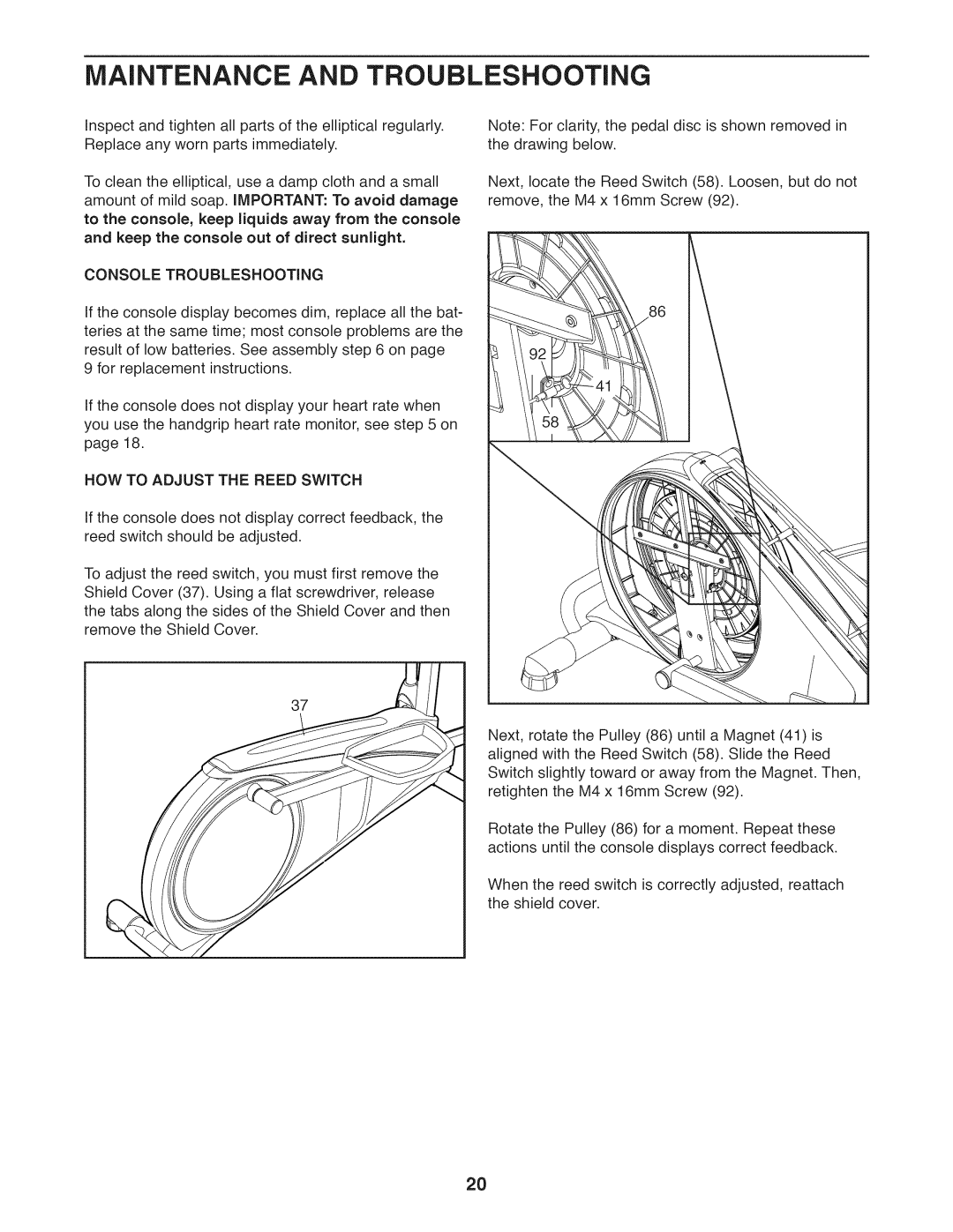 Sears 831.23953.0 user manual Maintenance and Troubleshooting 