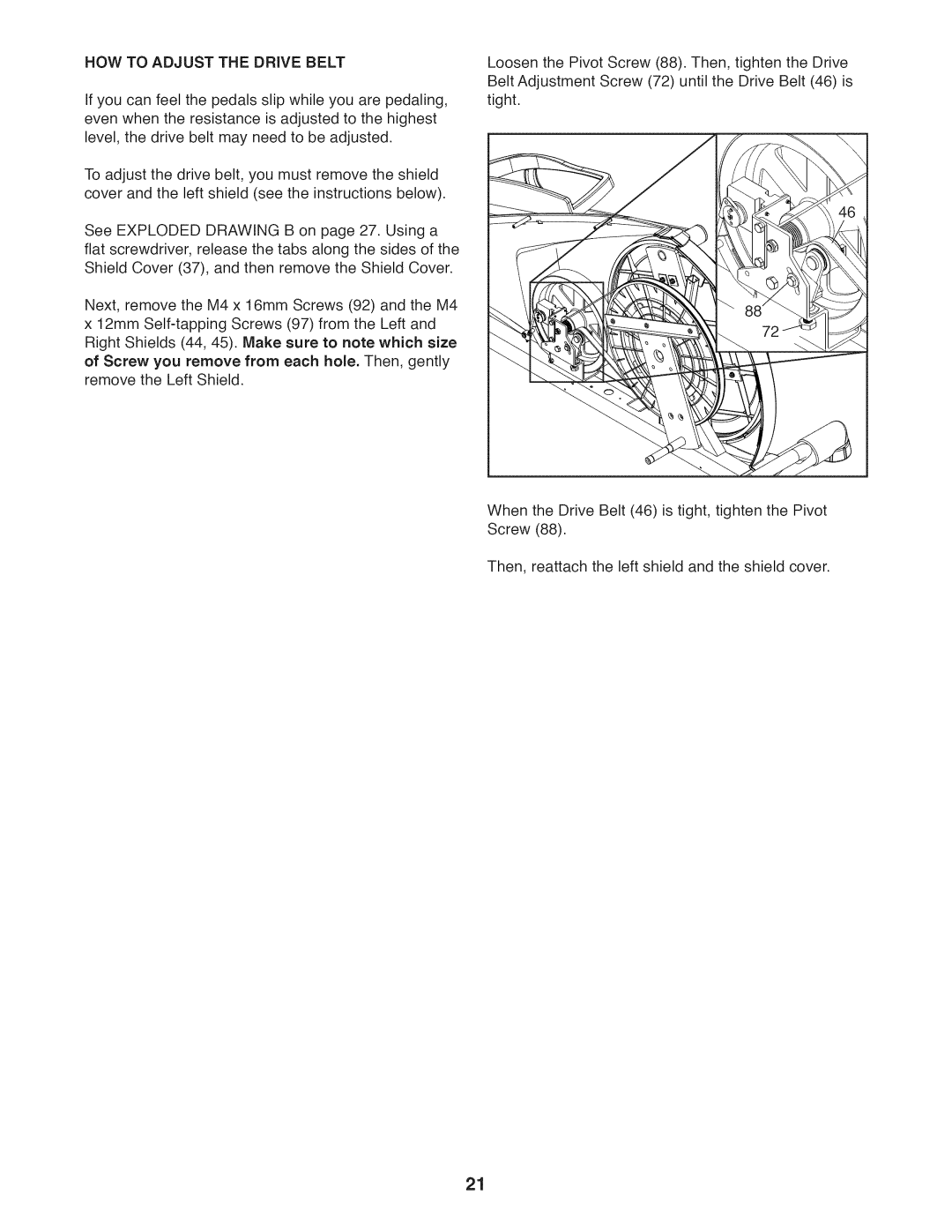 Sears 831.23953.0 user manual HOW to Adjust the Drive Belt 