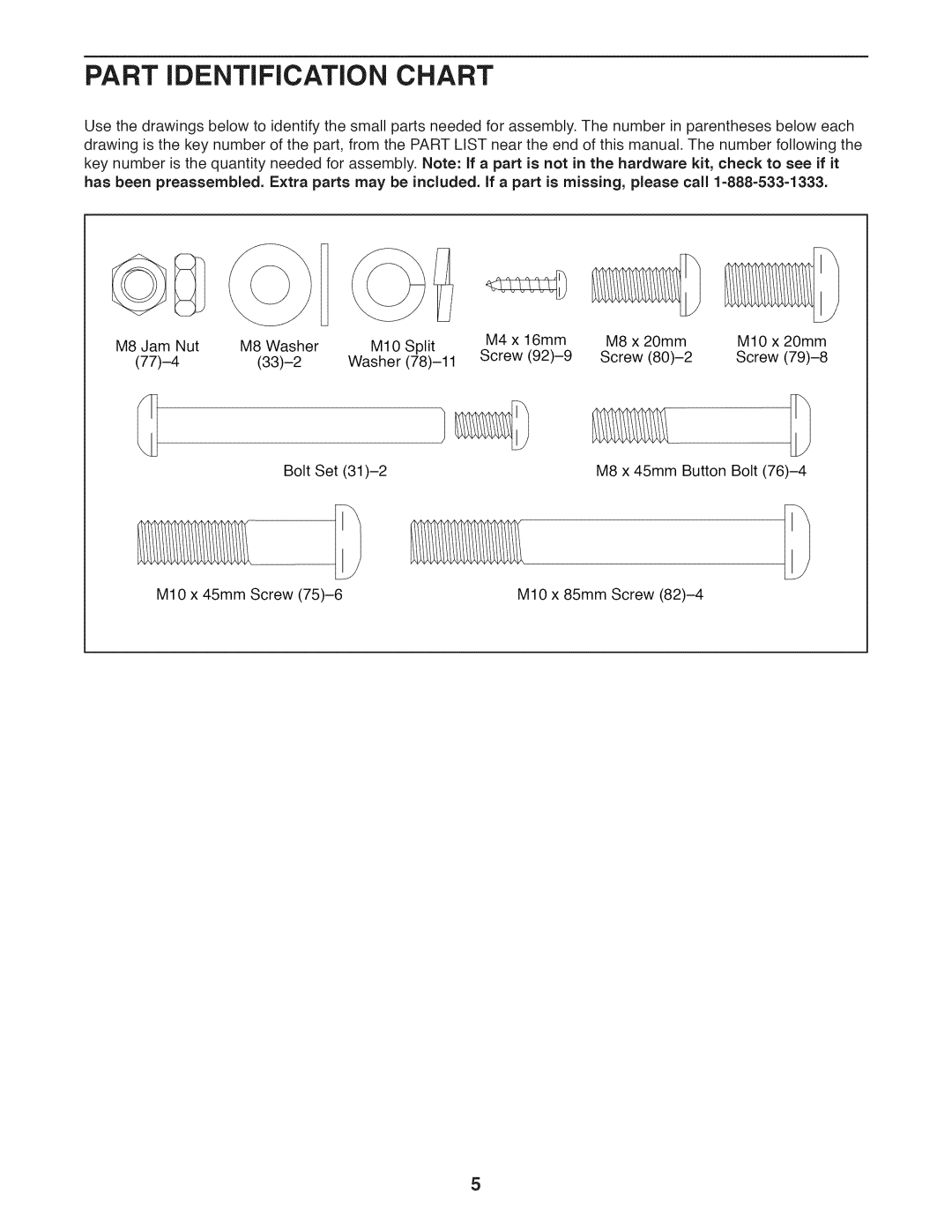 Sears 831.23953.0 user manual Part iDENTiFiCATiON Chart 