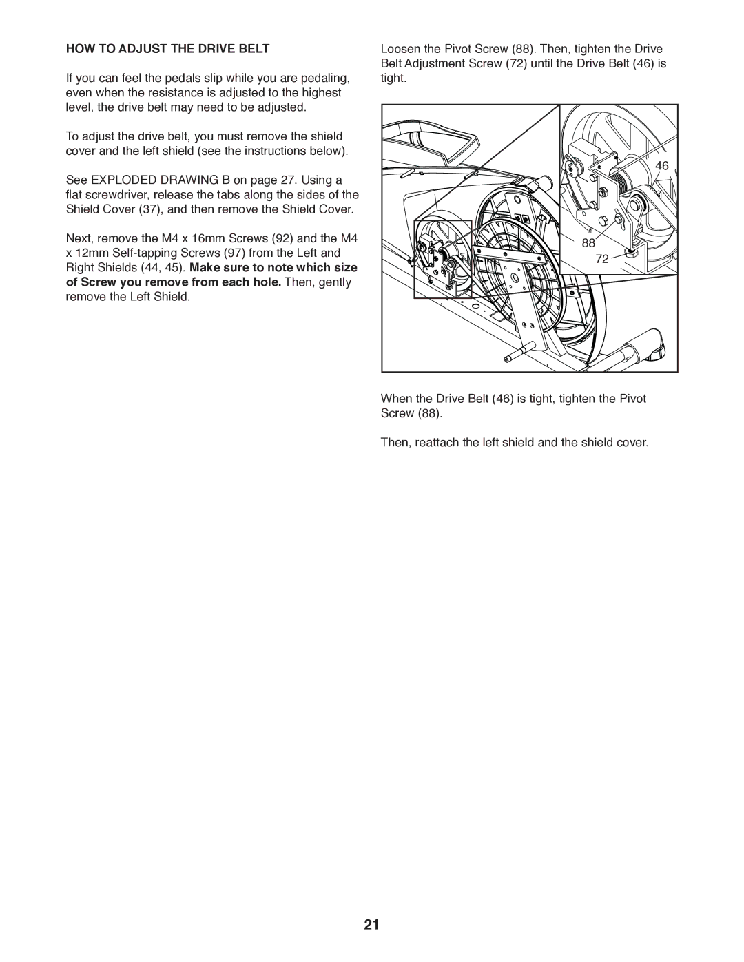 Sears 831.23953.1 user manual HOW to Adjust the Drive Belt 