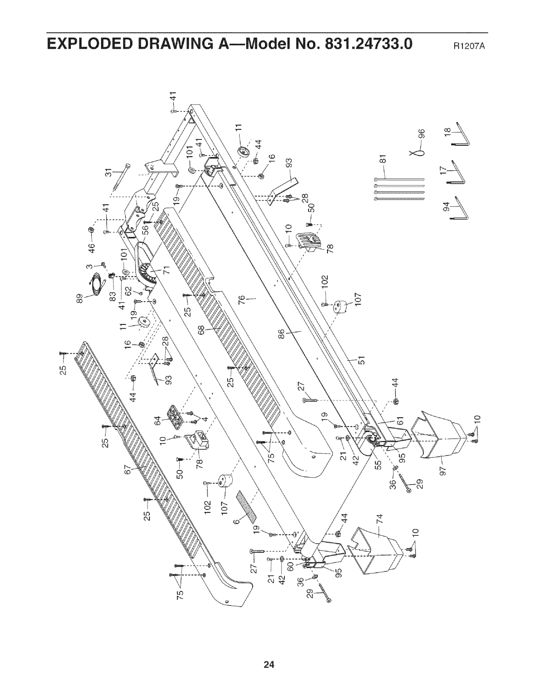 Sears 831.24733.0 user manual Exploded Drawing A--IVlodeiNo .24733.0 R1207A 