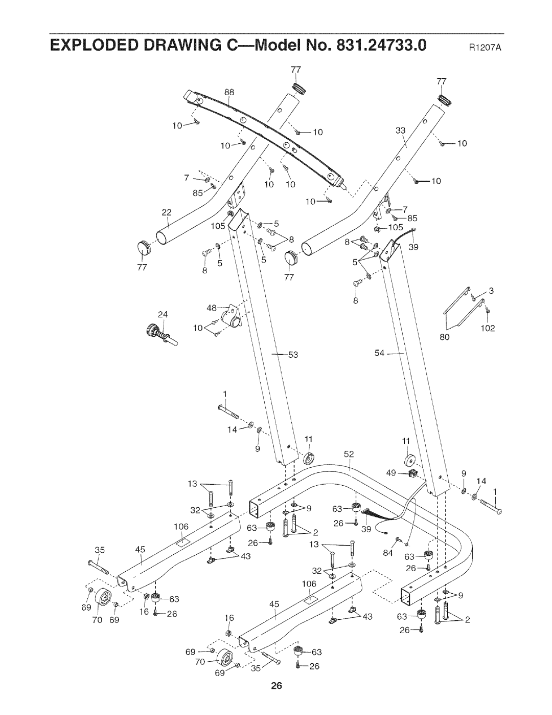 Sears 831.24733.0 user manual Exploded Drawing C--lVlodei No .24733.0 m2ozA 