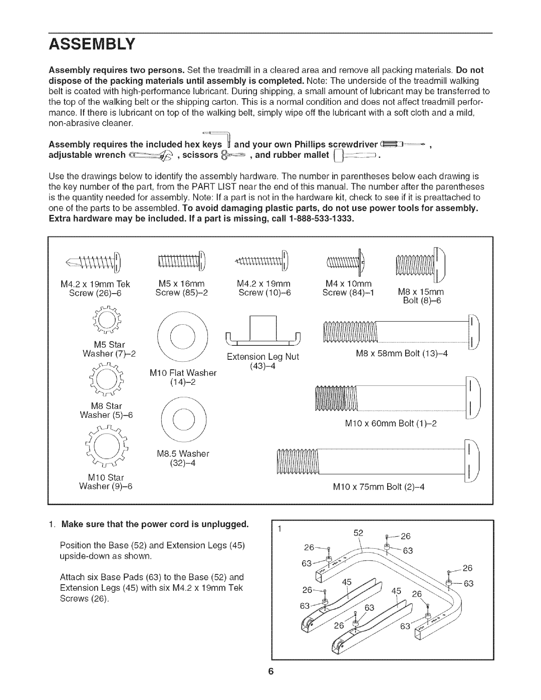 Sears 831.24733.0 user manual Assembly, Included, Rubber malet 