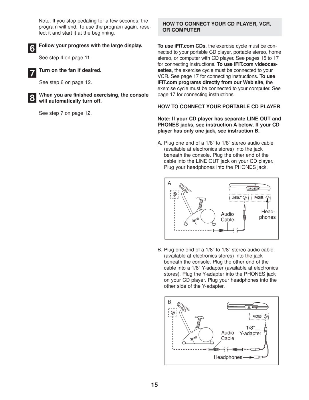 Sears 831.283120 user manual Audio Adapter Cable Headphones 