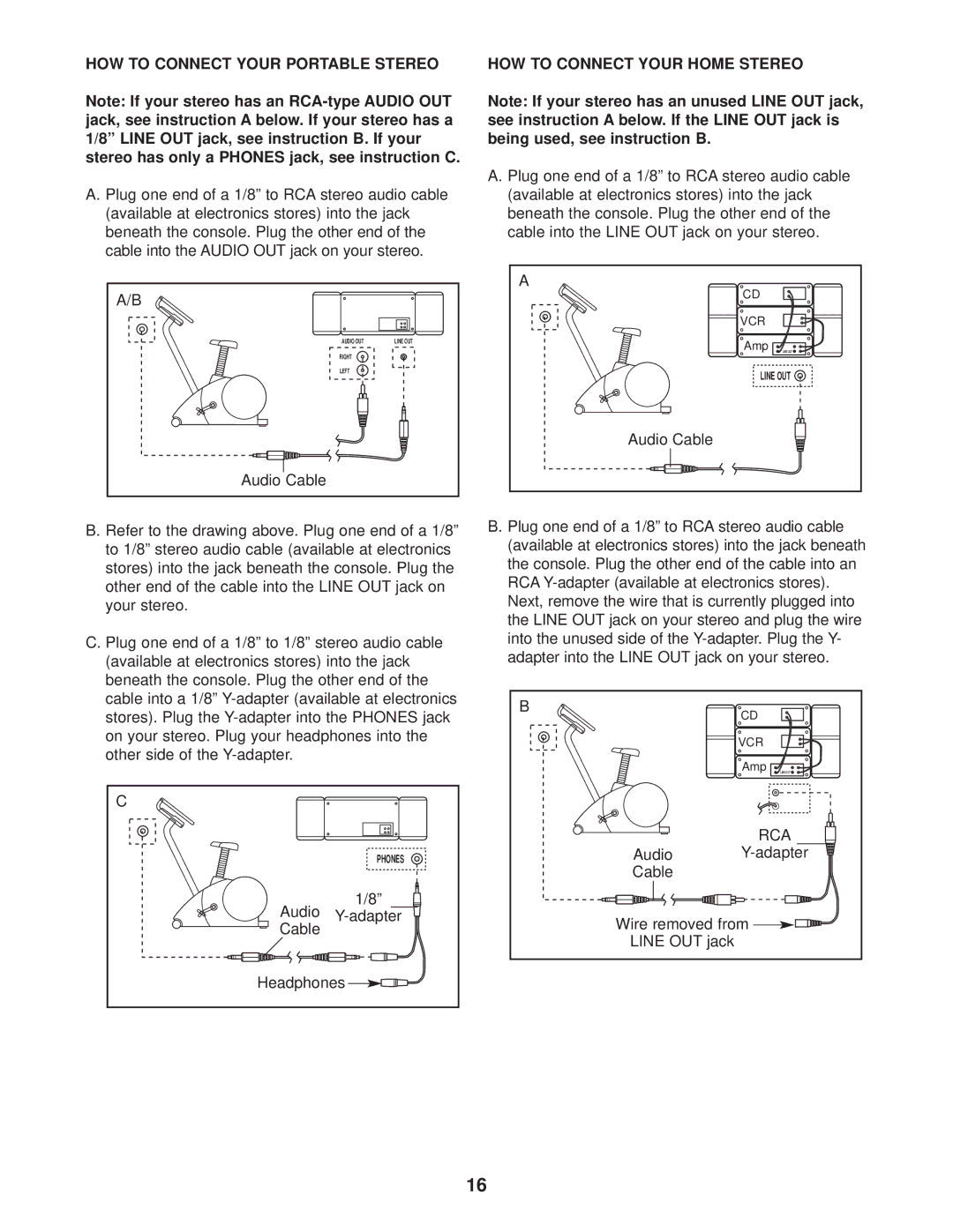 Sears 831.283120 user manual HOW to Connect Your Portable Stereo, Audio Cable, HOW to Connect Your Home Stereo 