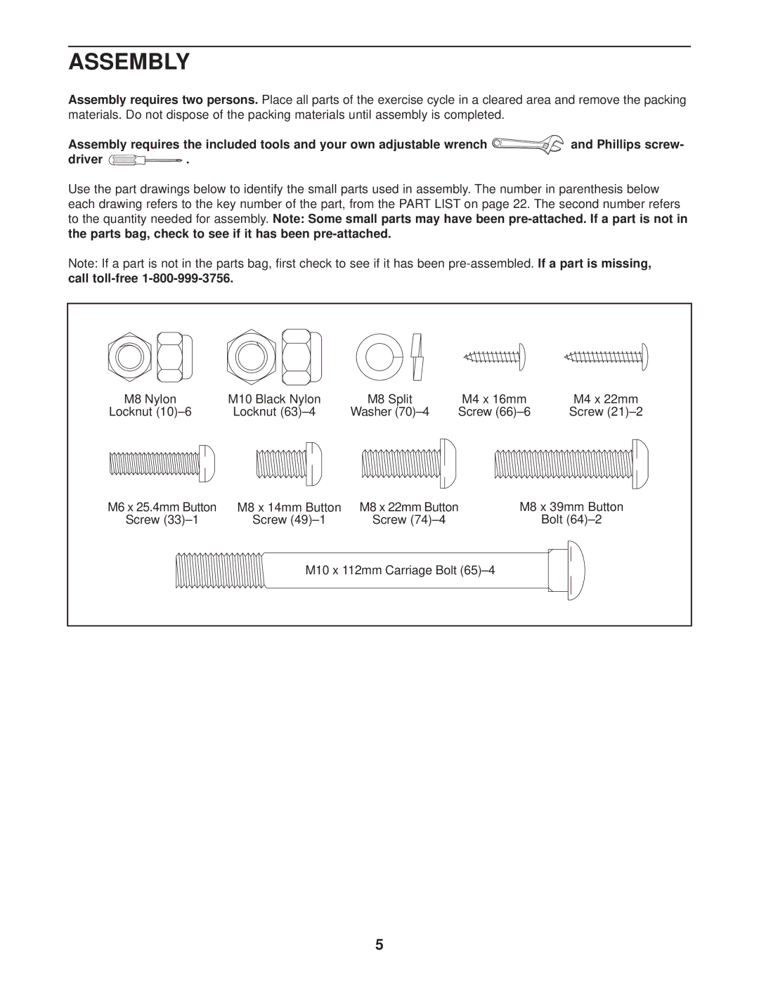 Sears 831.283120 user manual Assembly, Call toll-free 