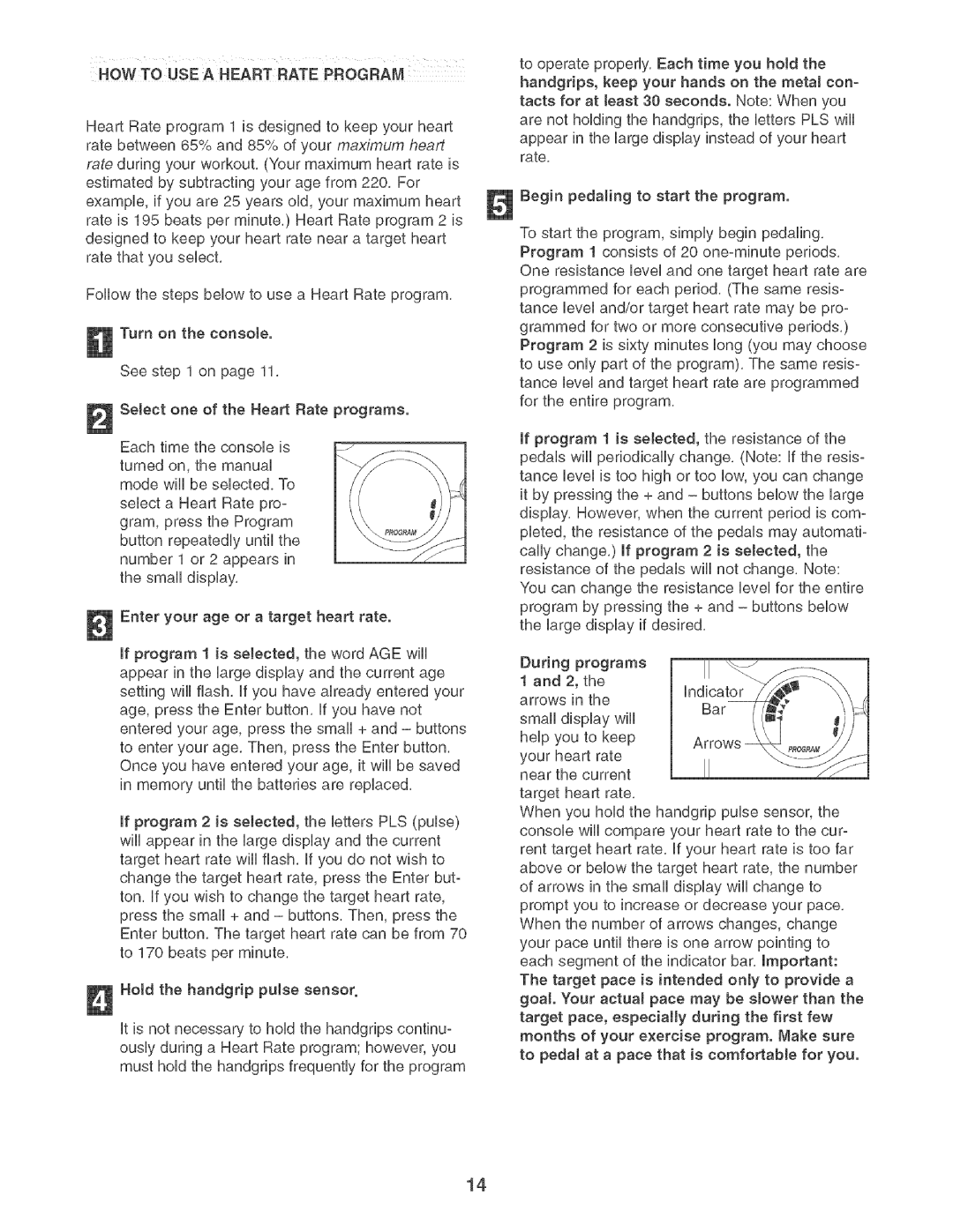 Sears 831.283521 user manual HOW to USE a Heart Rate Program 