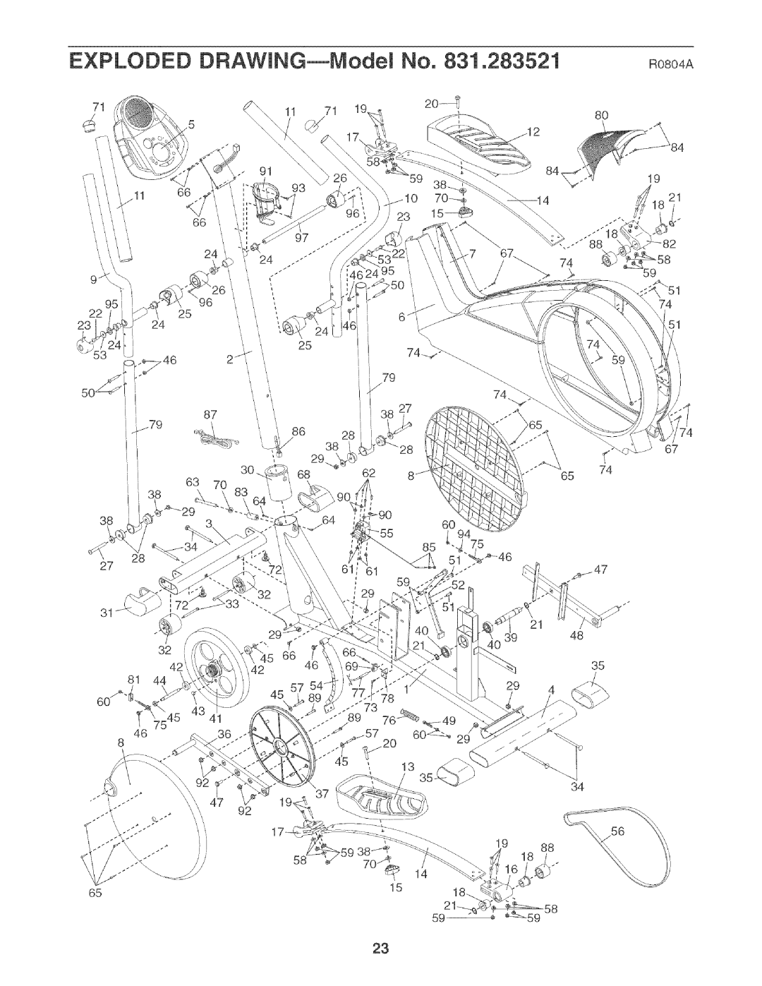 Sears 831.283521 user manual Exploded DRAWING--Model No Noso4A 