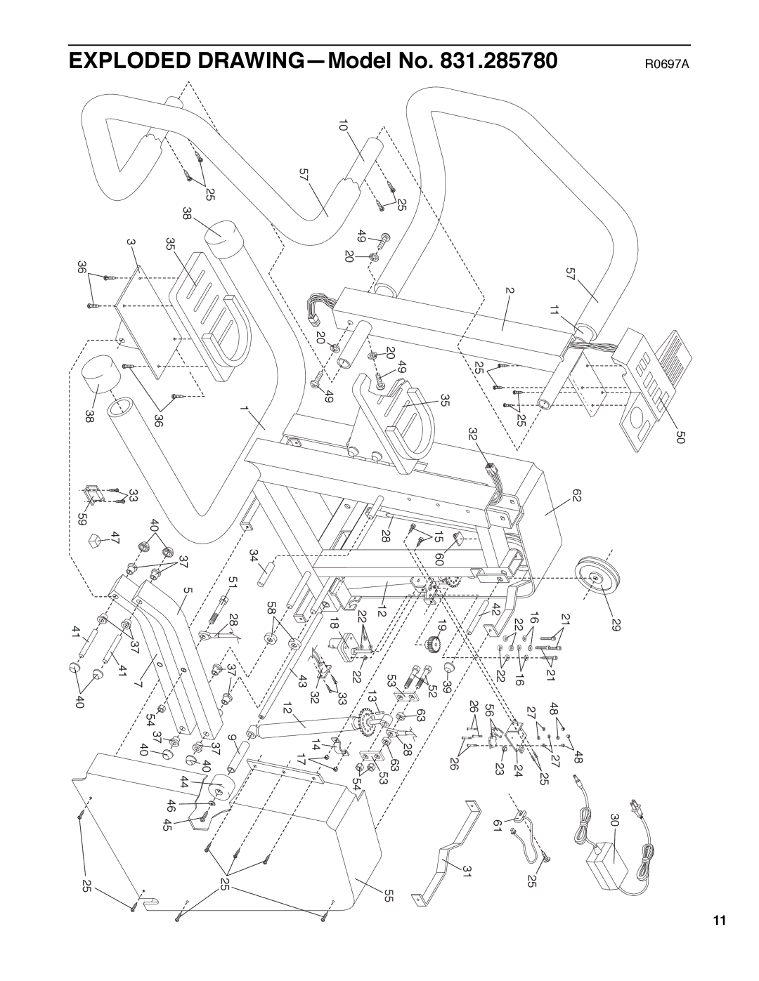 Sears 831.285780 user manual Exploded 