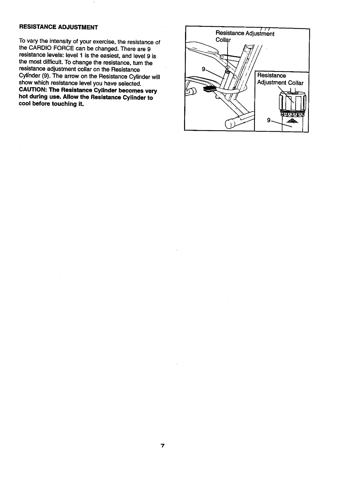 Sears 831.28742 user manual Resistance Adjustment 