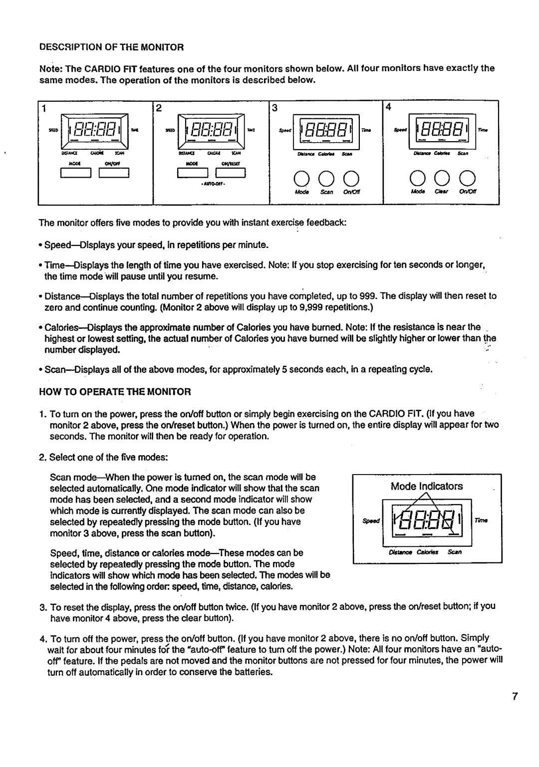 Sears 831.287628 user manual Description of the Monitor, HOW to Operate the Monitor, Mode Indicators 