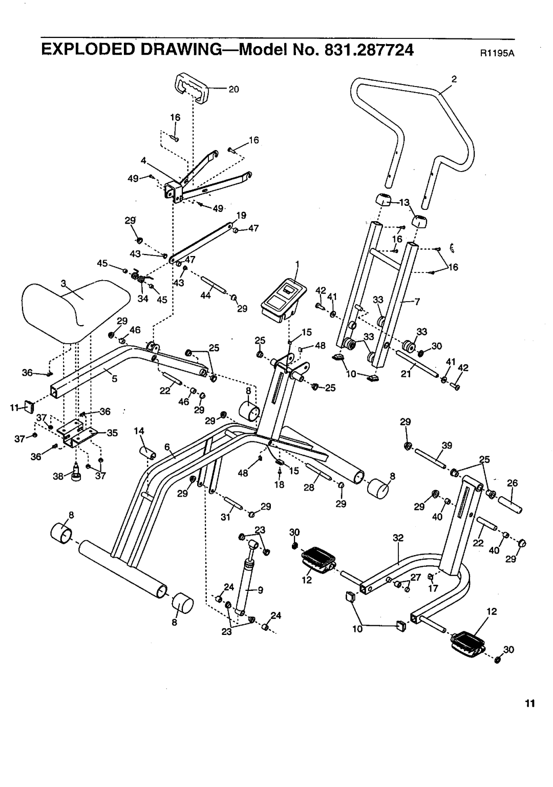 Sears 831.287724 user manual Exploded DRAWING--Model No 