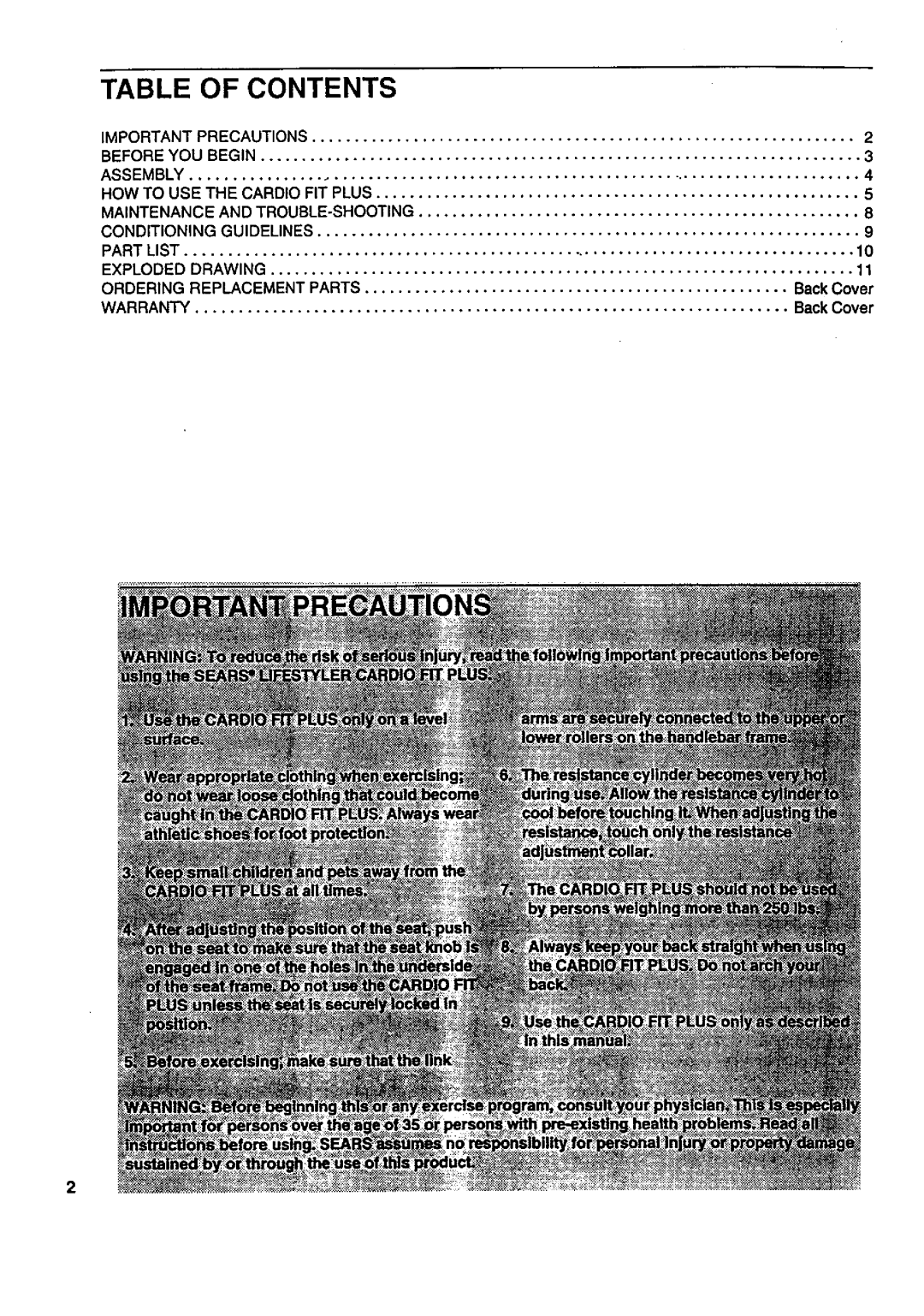 Sears 831.287724 user manual Contents 