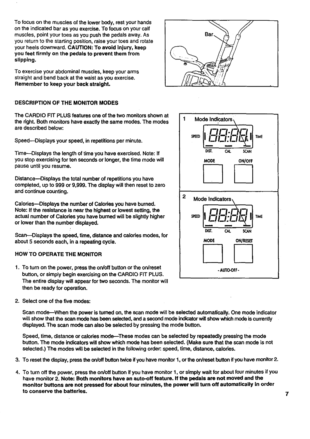 Sears 831.287724 user manual Description of the Monitor Modes, Modeon/Off, Mode ON/RESET, HOW to Operate the Monitor 