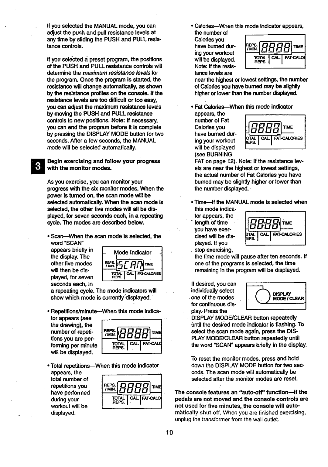 Sears 831.28782 user manual Display, Modeici.Ear 