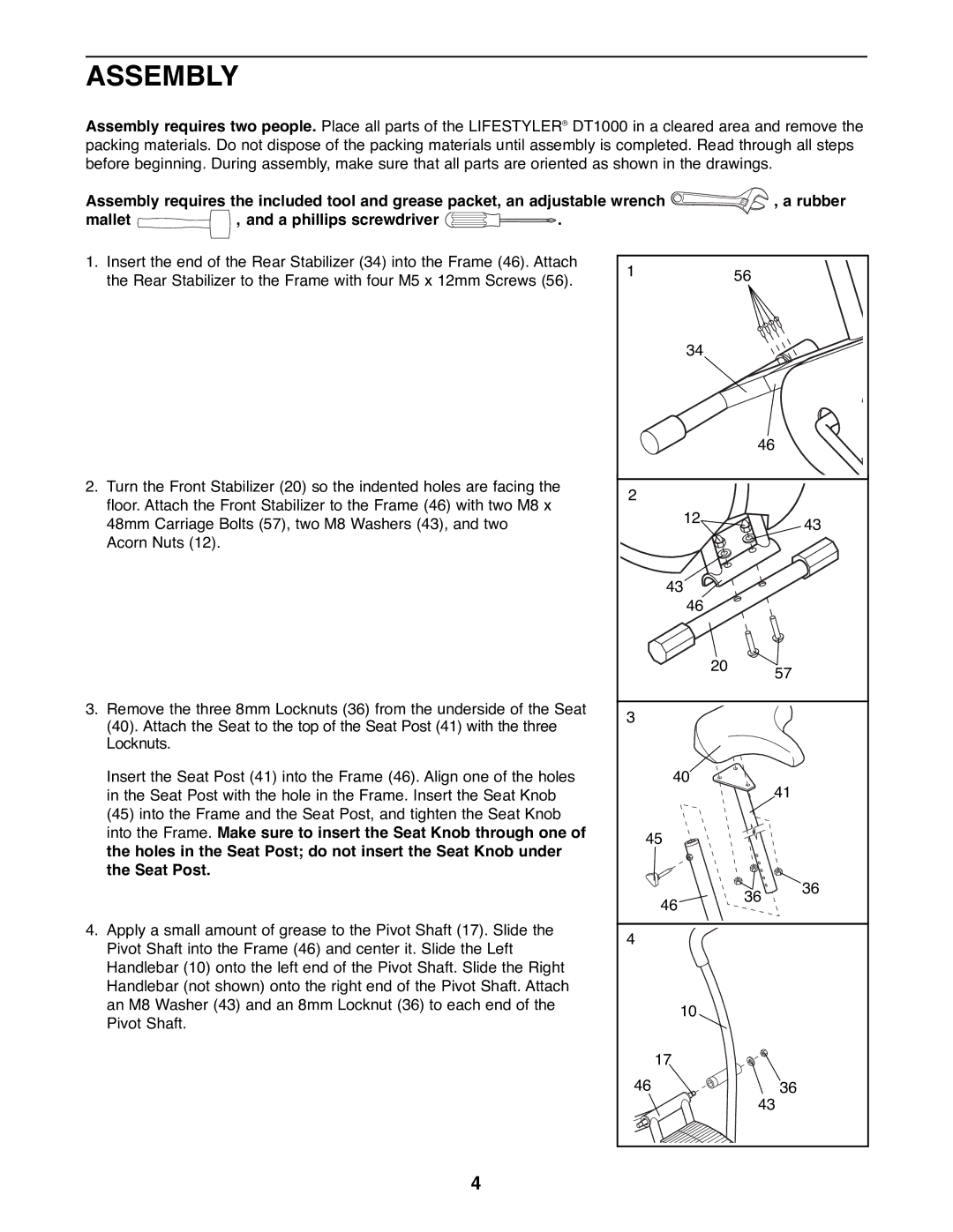 Sears 831.288261 user manual Assembly 