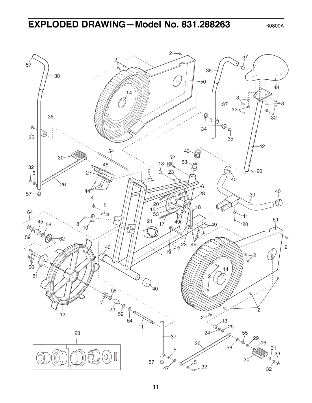 Sears 831.288263 manual Exploded DRAWINGÑModel No 