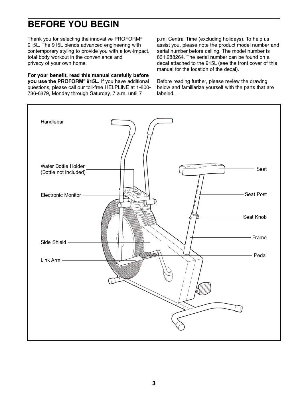 Sears 831.288264 manual Before YOU Begin 