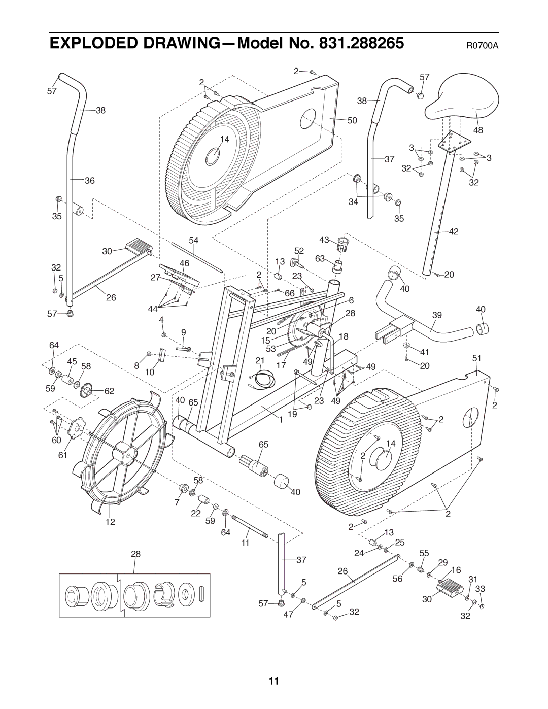 Sears 831.288265 manual Exploded DRAWINGÑModel No 