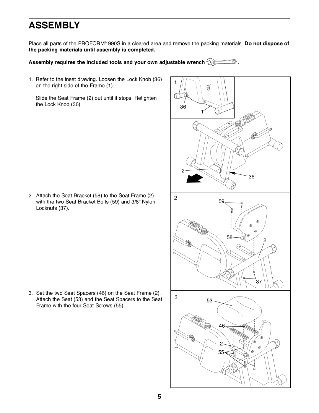 Sears 831.288300 user manual Assembly 