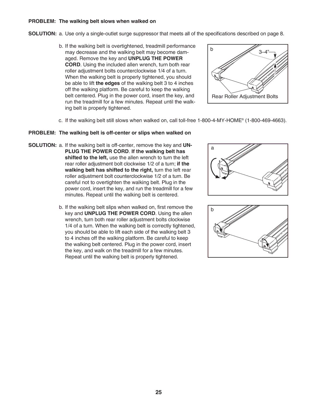 Sears 831.294880 user manual Problem The walking belt slows when walked on 