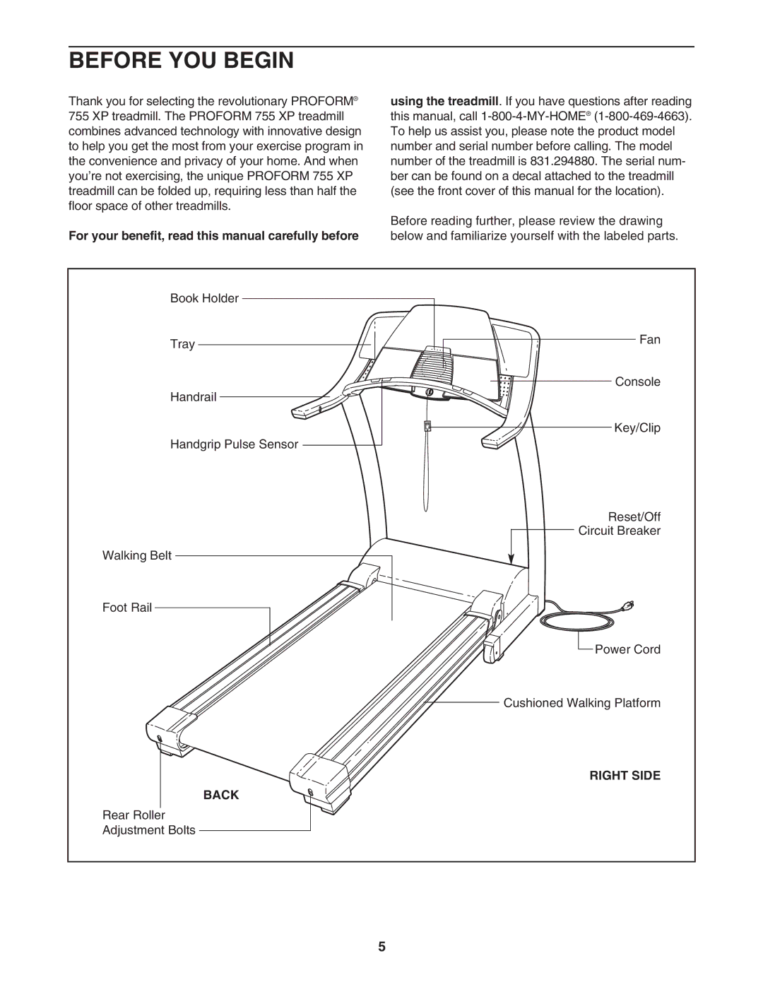 Sears 831.294880 user manual Before YOU Begin, For your benefit, read this manual carefully before, Right Side, Back 