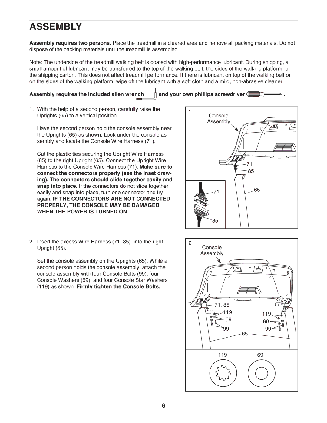 Sears 831.294880 user manual Assembly, Again. if the Connectors are not Connected 