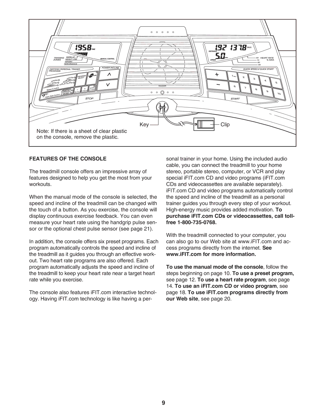 Sears 831.294880 user manual Features of the Console 