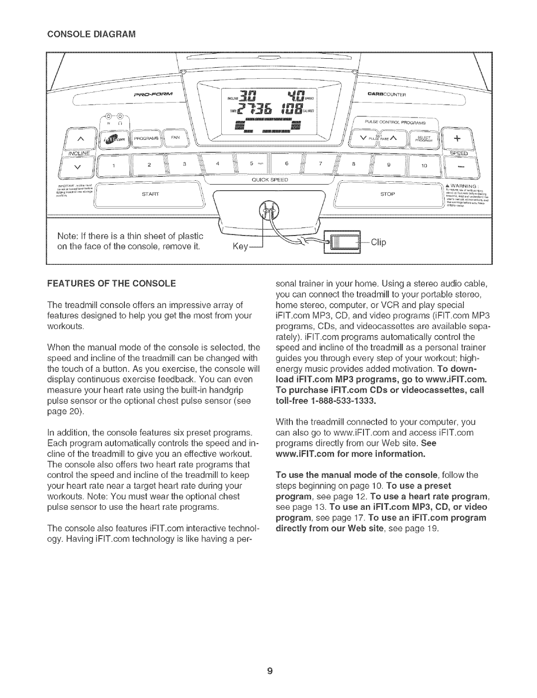 Sears 831.29506 user manual Features of the Console 