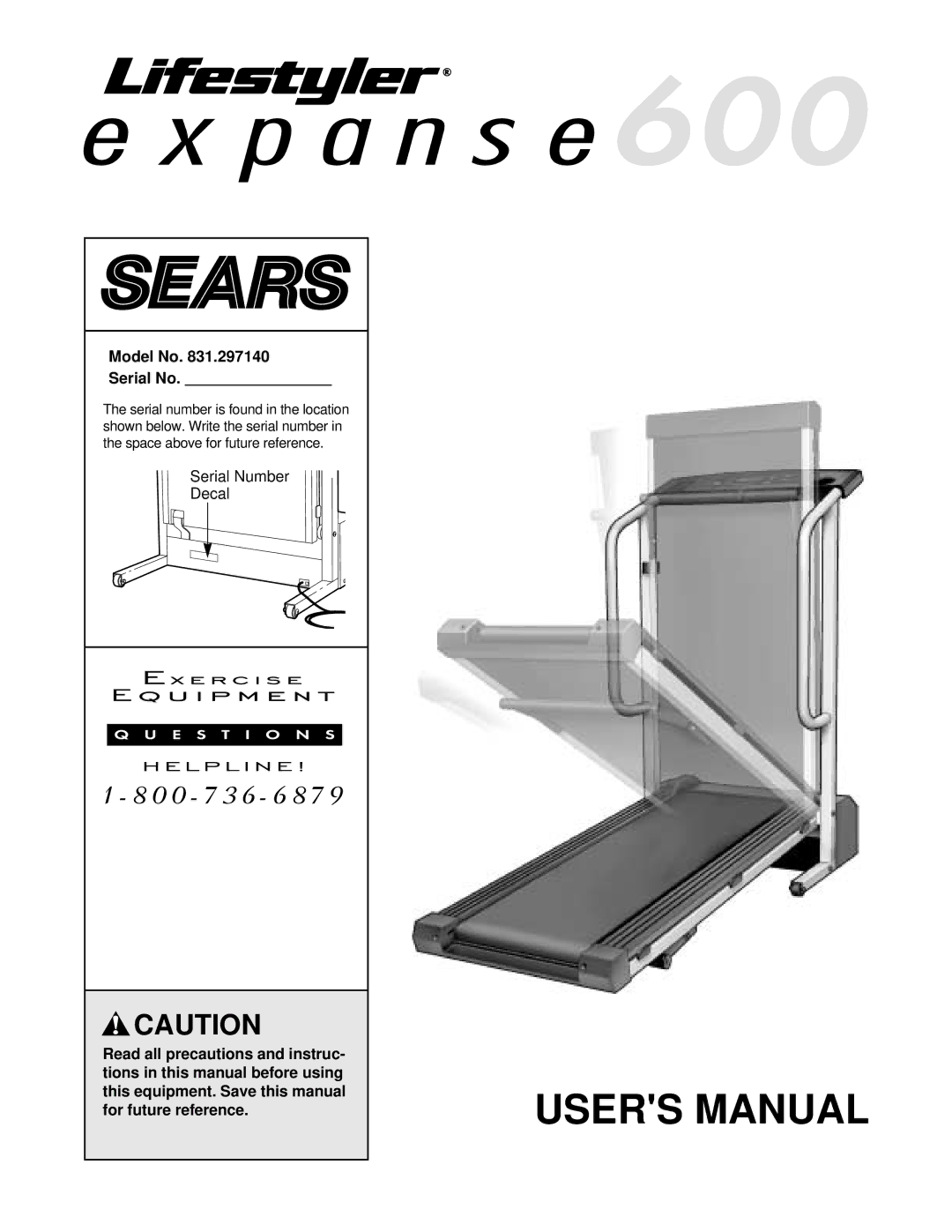 Sears 831.297140 user manual Model No Serial No 