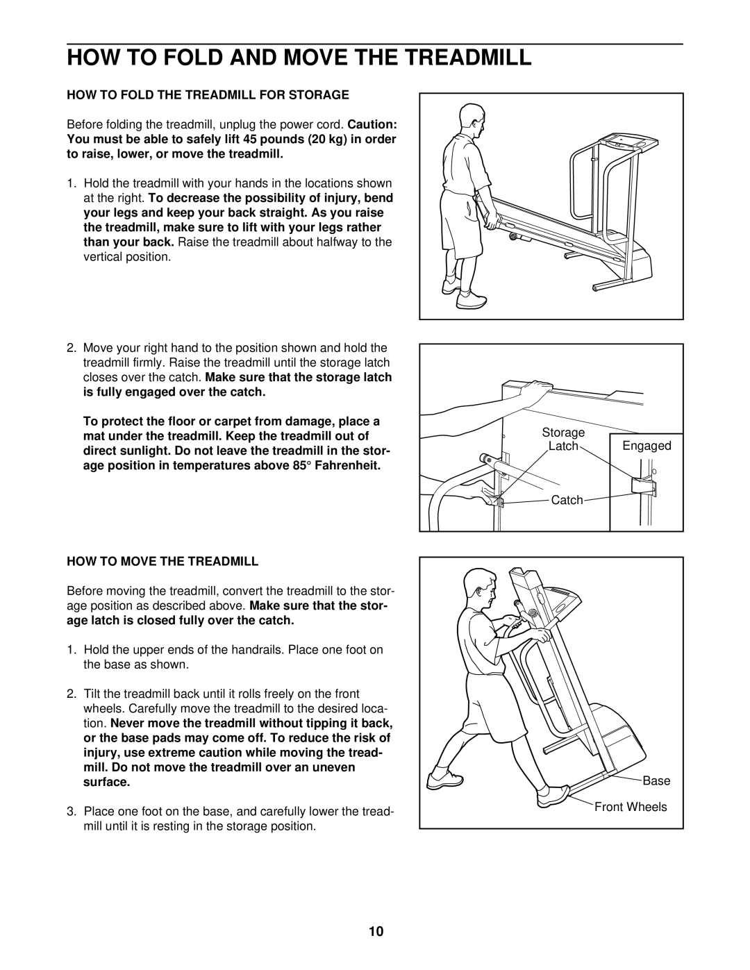 Sears 831.297140 HOW to Fold and Move the Treadmill, HOW to Fold the Treadmill for Storage, HOW to Move the Treadmill 