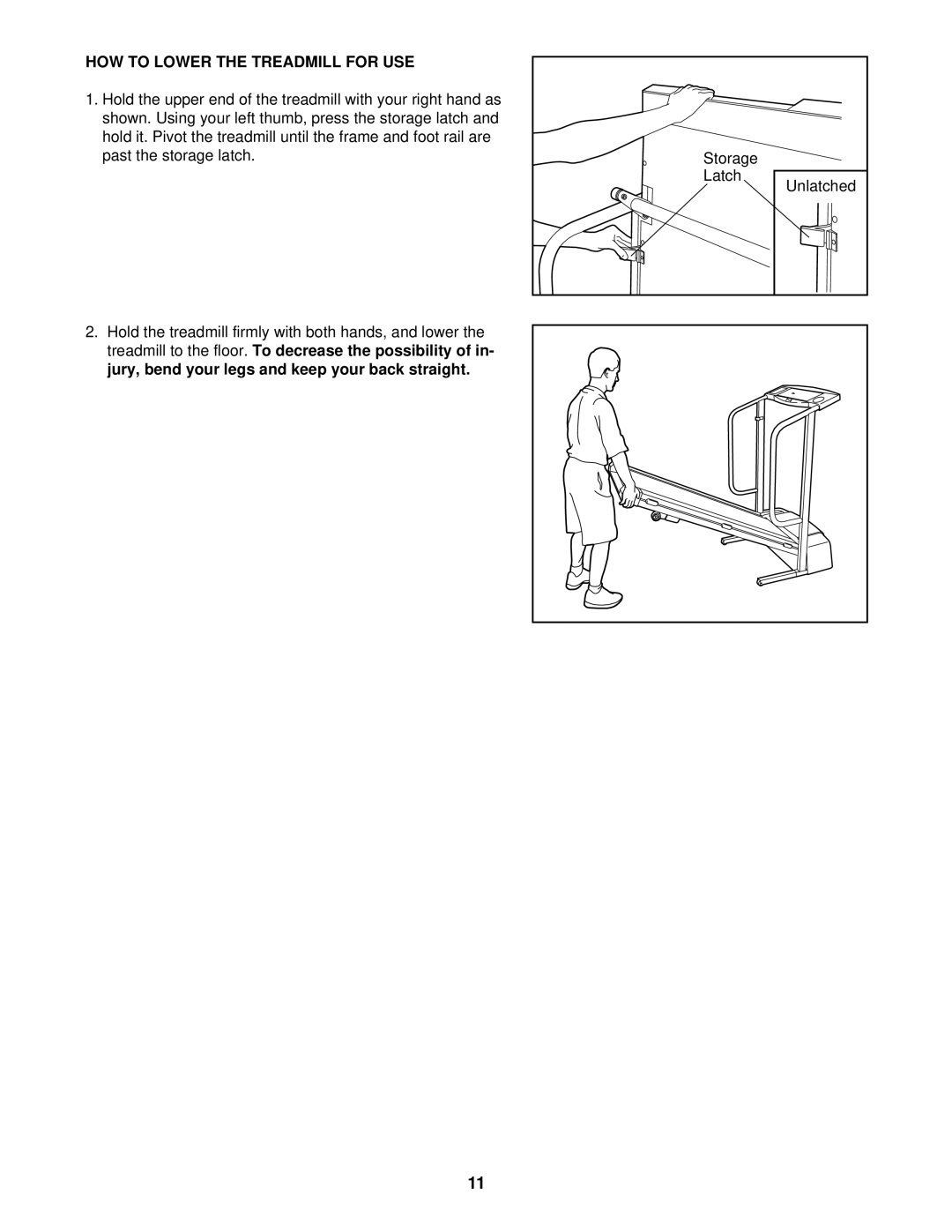 Sears 831.297140 user manual HOW to Lower the Treadmill for USE 