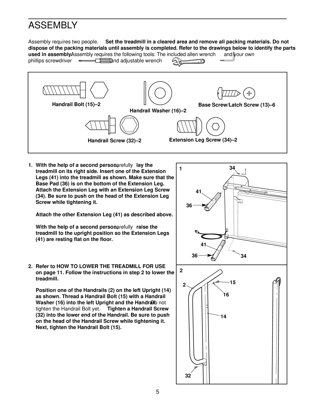 Sears 831.297140 user manual Assembly, Phillips screwdriver and adjustable wrench 