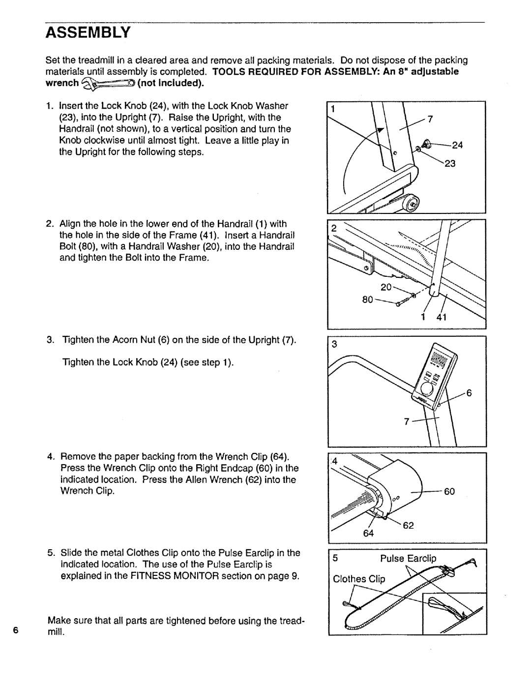 Sears 831.29725 owner manual Assembly, Wrench Not Included 