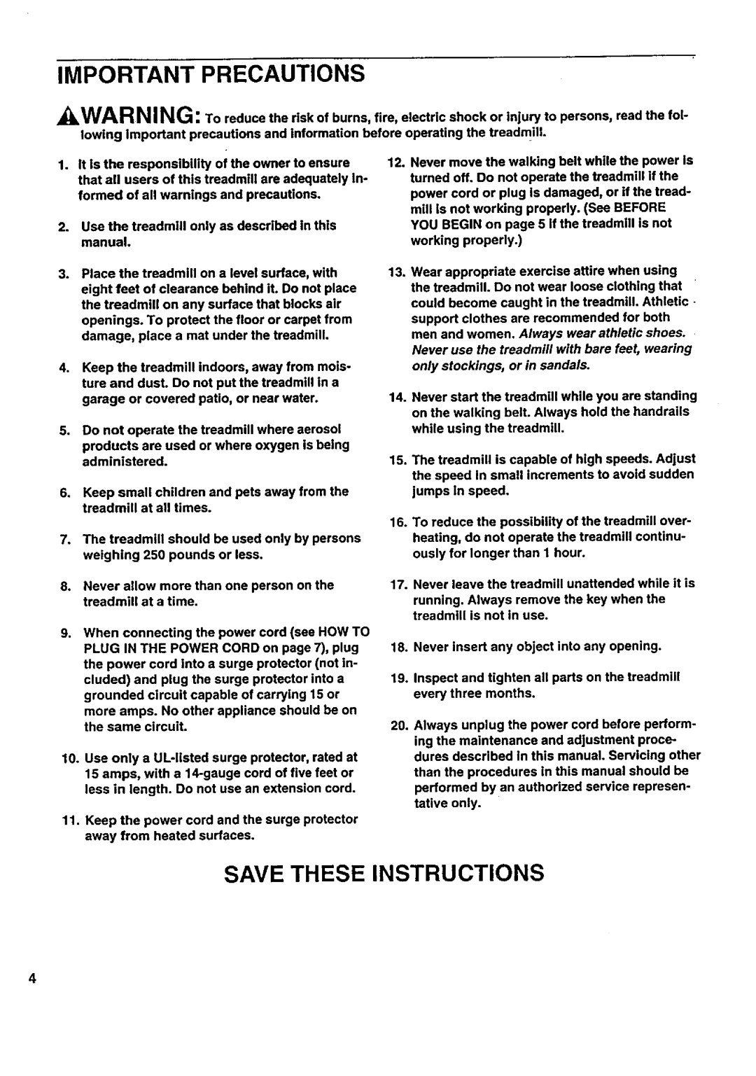 Sears 831.297432 owner manual Important Precautions 