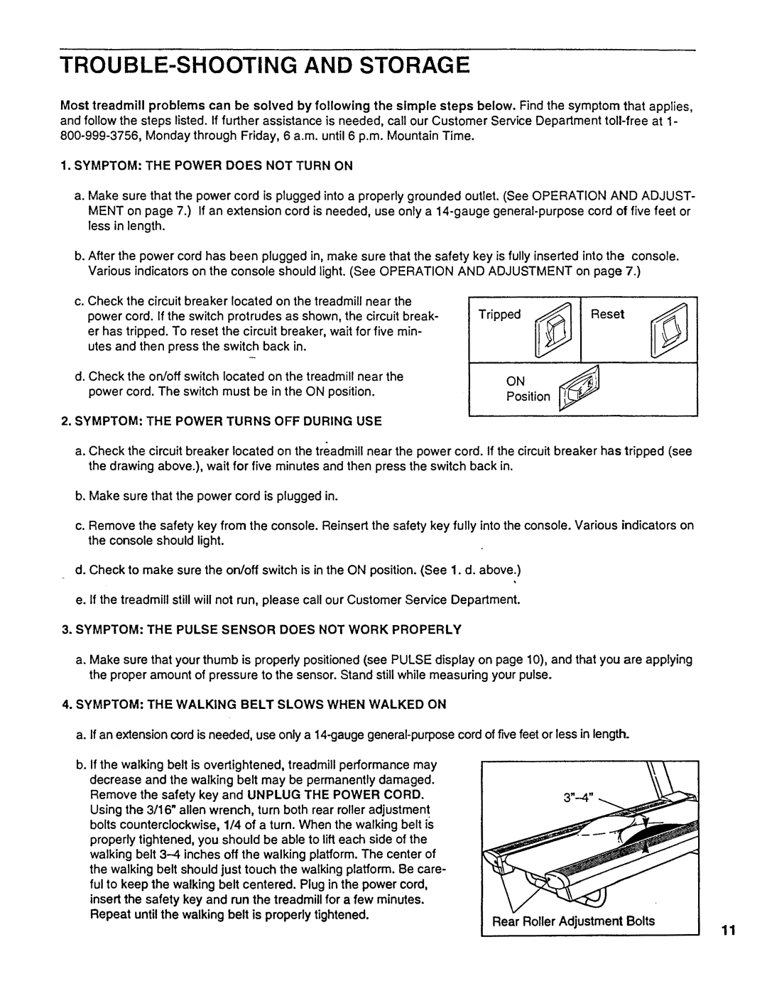 Sears 831.297451 TROUBLE-SHOOTING and Storage, Symptom the Power does not Turn on, Symptom the Power Turns OFF During USE 