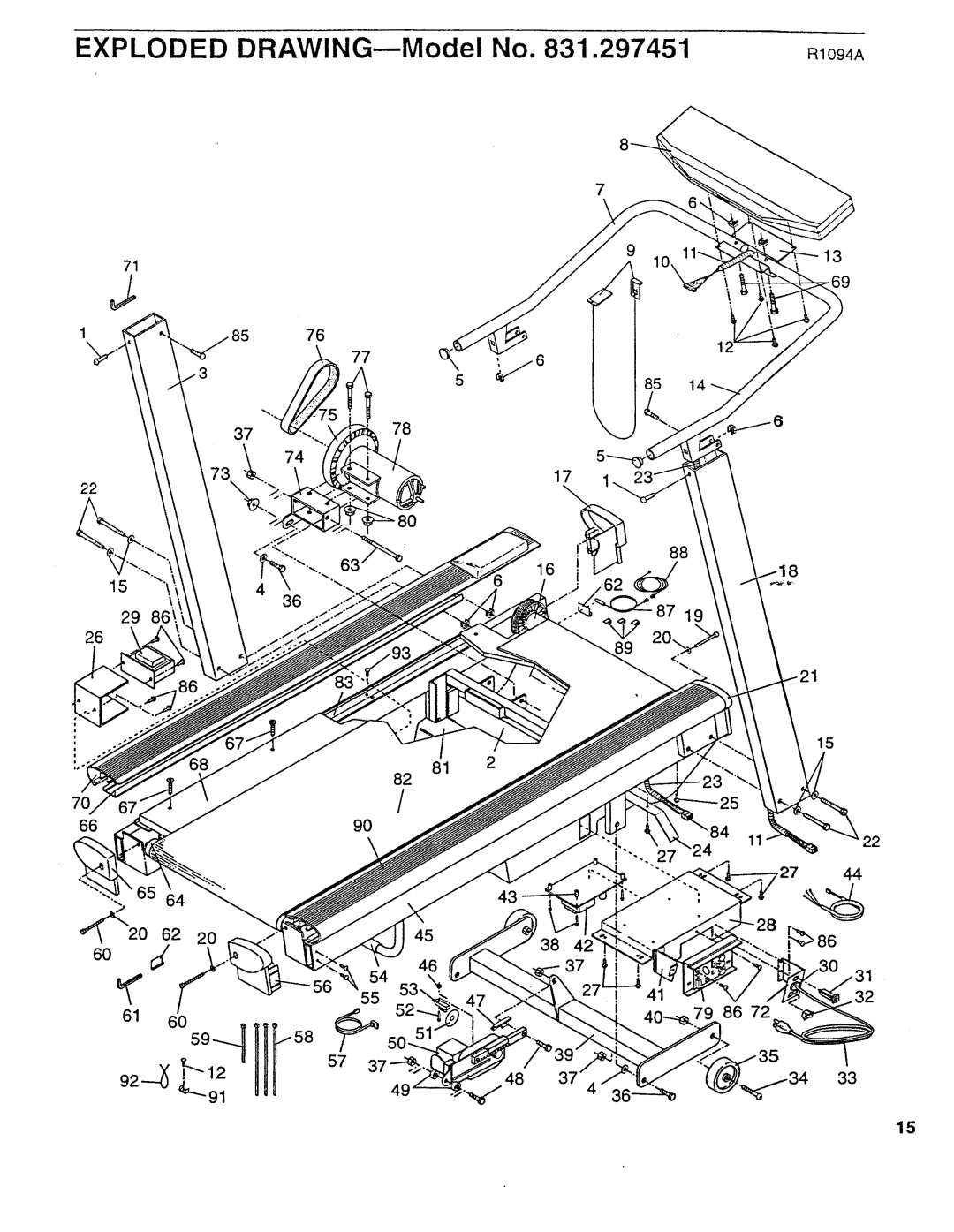 Sears 831.297451 owner manual Exploded DRAWING--Model Mo94A 