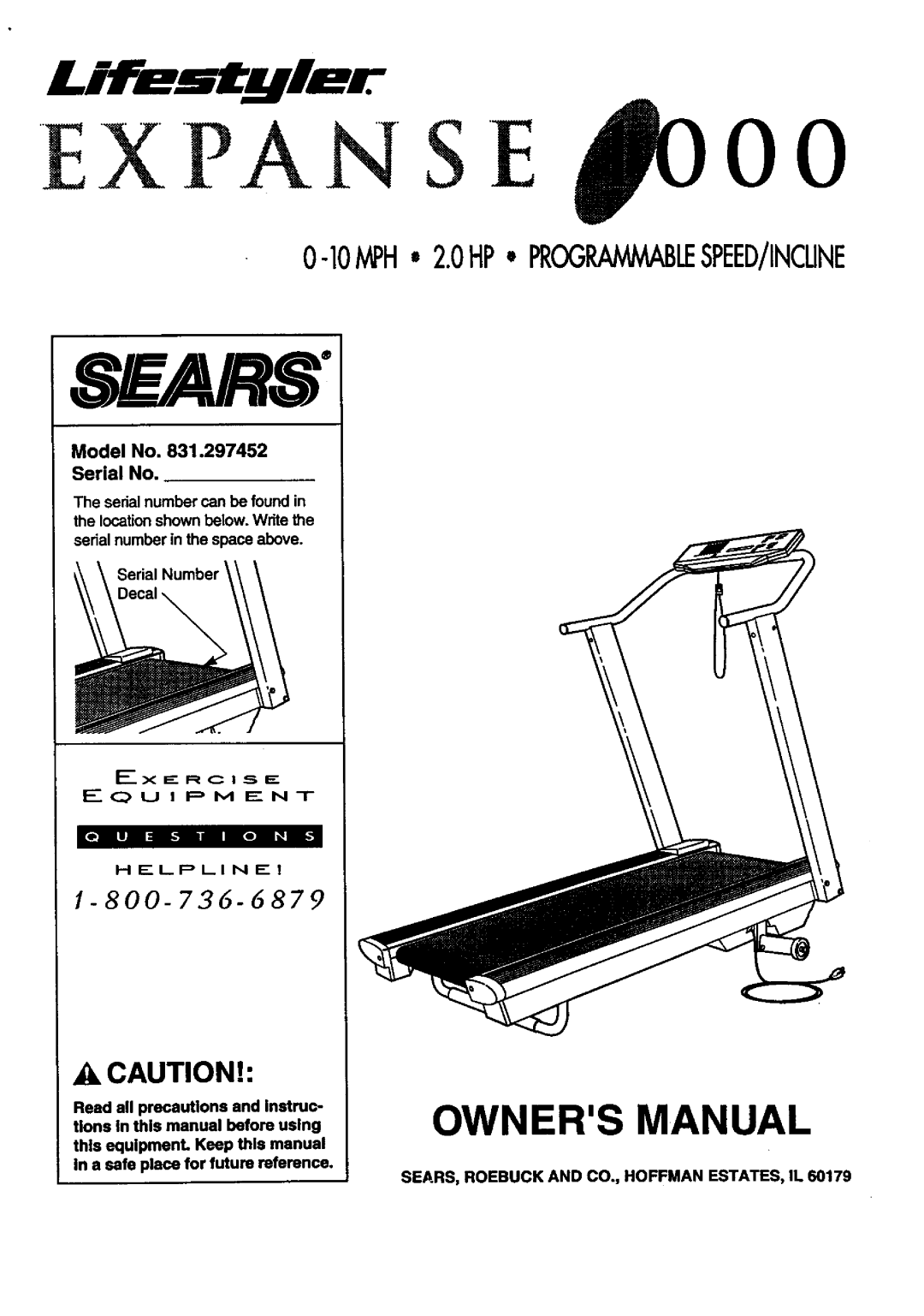 Sears 831.297452 owner manual Hf---Lpline, SEARS, Roebuck and CO., Hoffman ESTATES, IL 