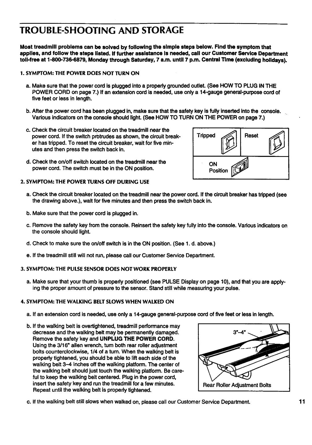 Sears 831.297452 TROUBLE-SHOOTING and Storage, Symptom the Power does not Turn on, Symptom the Power Turns OFF During USE 