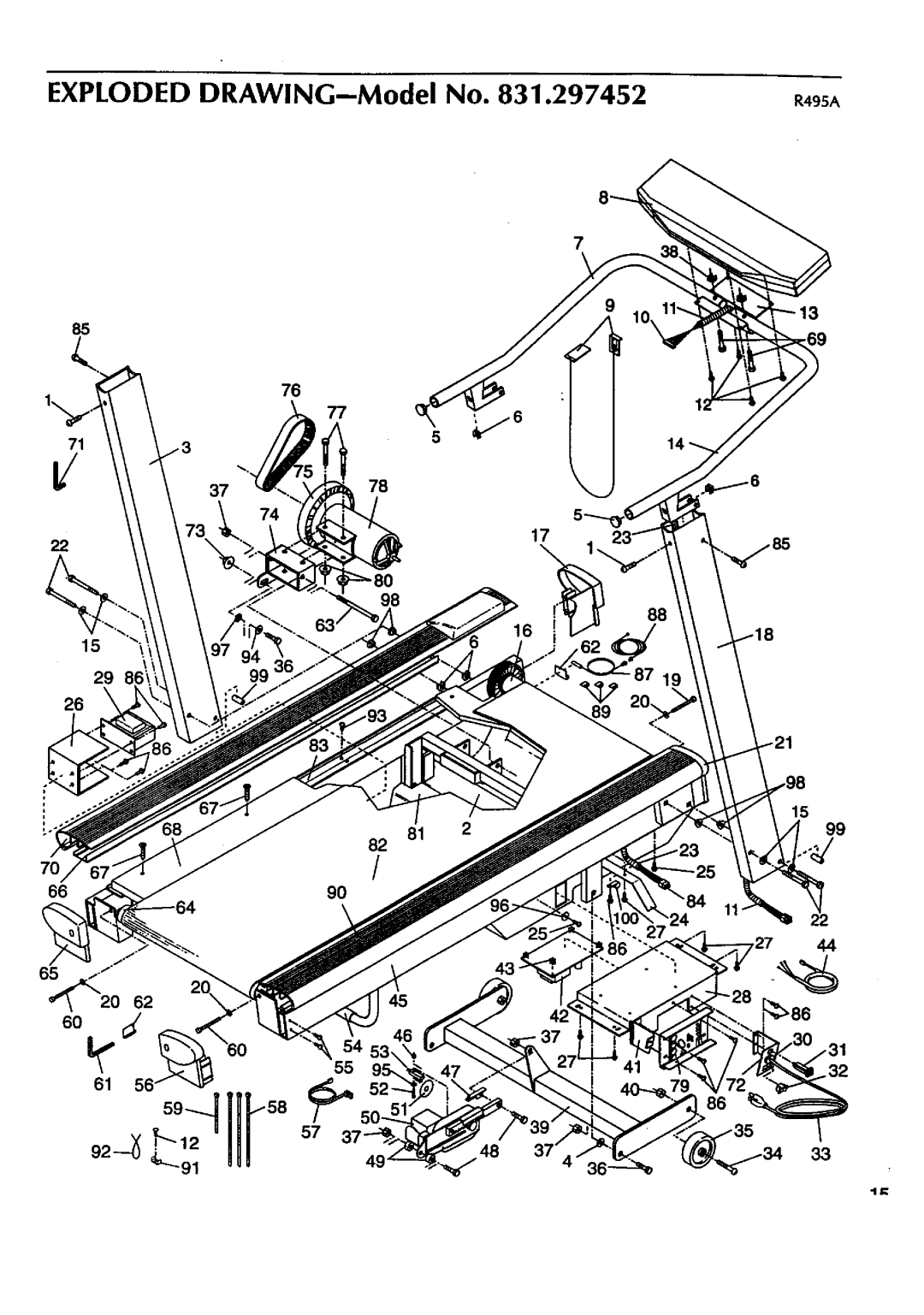 Sears 831.297452 owner manual Exploded DRAWING--Model No R49s 