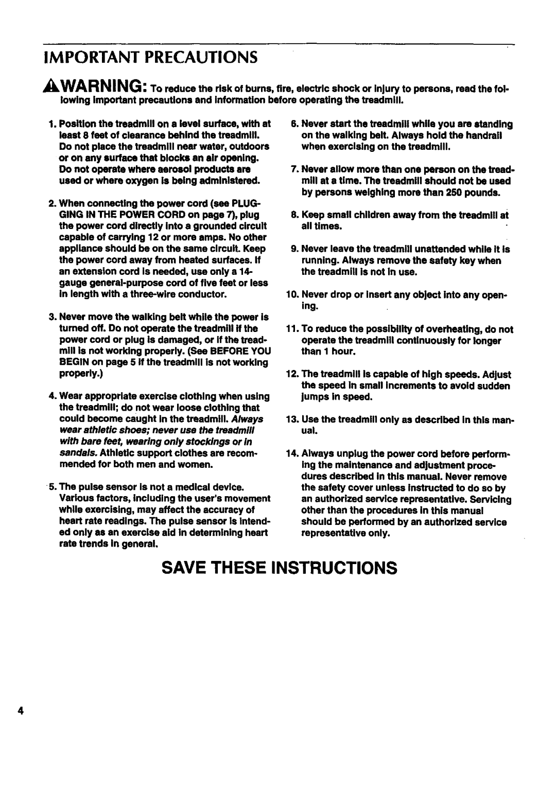 Sears 831.297452 owner manual Important Precautions 