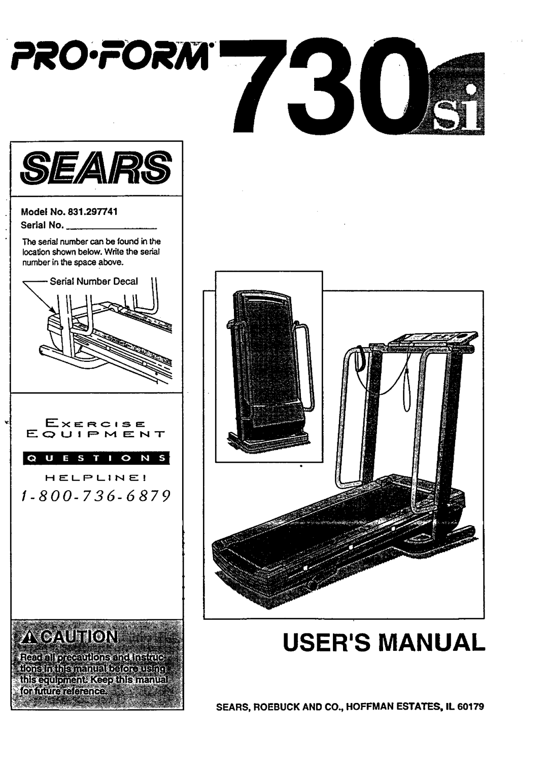 Sears 831.297741 user manual Sears, SEARS, Roebuck and CO., Hoffman ESTATES, IL 