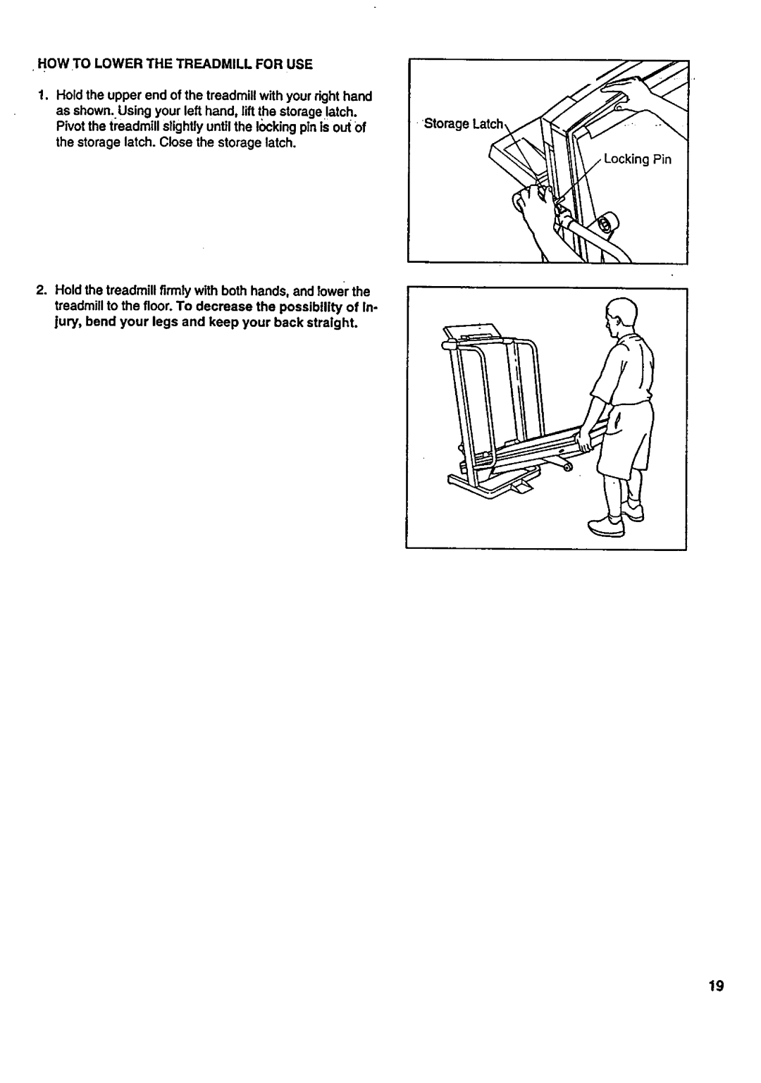 Sears 831.297741 user manual Howtolowerthetreadmillforuse 