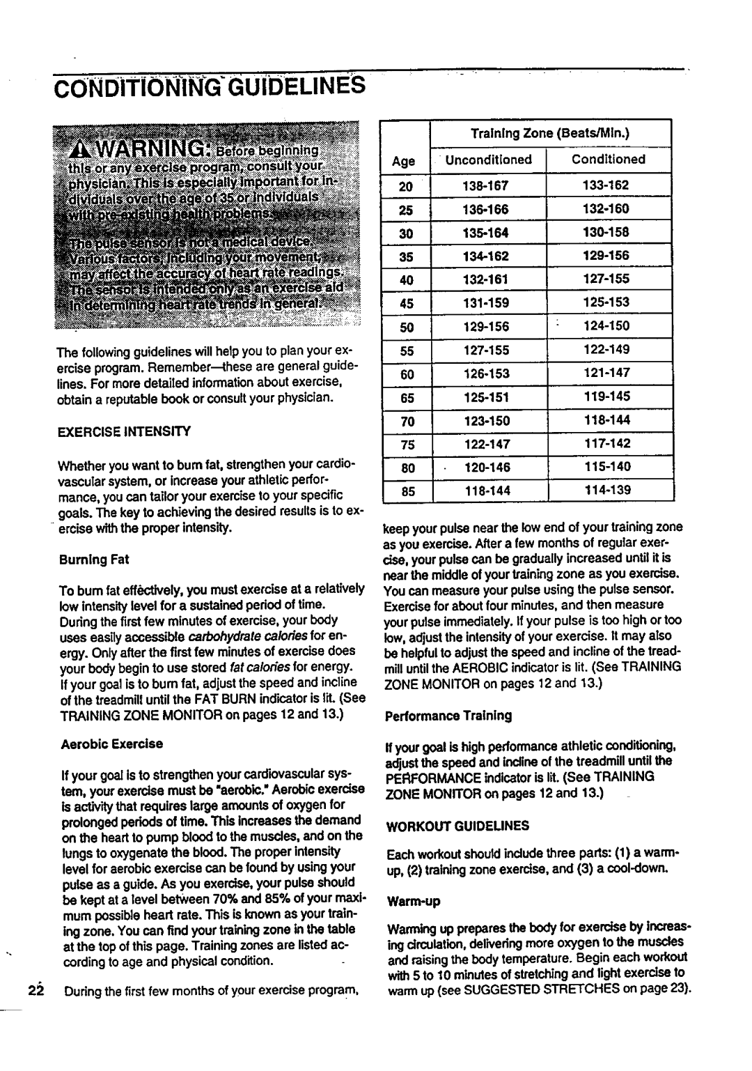 Sears 831.297741 user manual Exercise Intensity, Workout Guidelines 