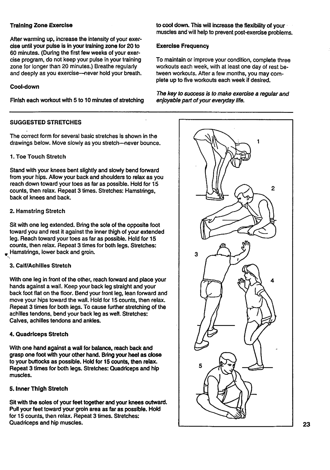 Sears 831.297741 user manual Suggested Stretches 