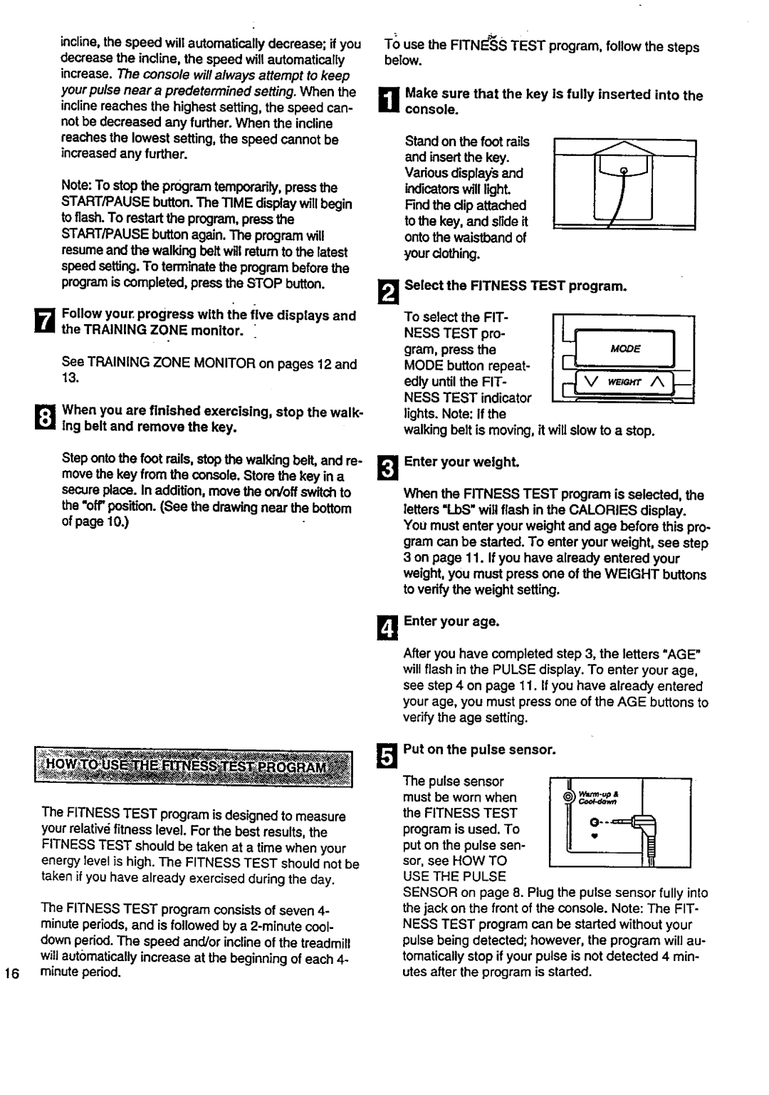 Sears 831.29776 user manual Mcoe, FIT Ness Test, USE the Pulse 